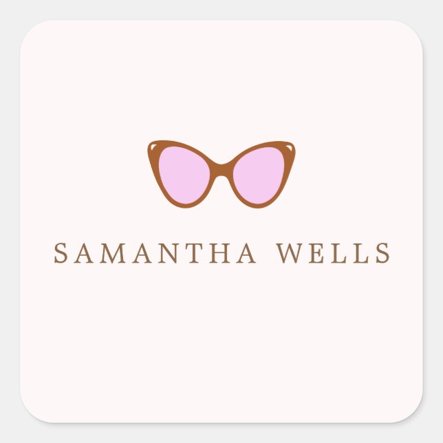  Pink Retro Sunglasses Personalized  Square Sticker (Front)