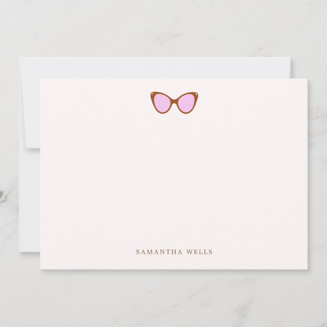  Pink Retro Sunglasses Personalized Thank You  Card (Front)
