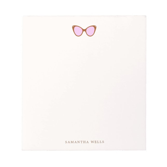  Pink Retro Sunglasses Personalized Thank You  Notepad (Front)