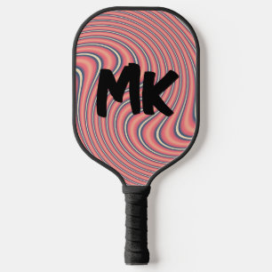 PINK RETRO SWIRL MONOGRAM CUSTOM PICKLEBALL PADDLE