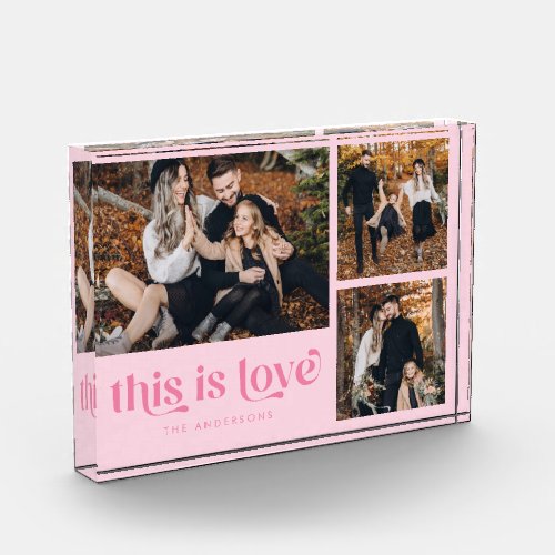 Pink Retro This is Love Collage Photo Block