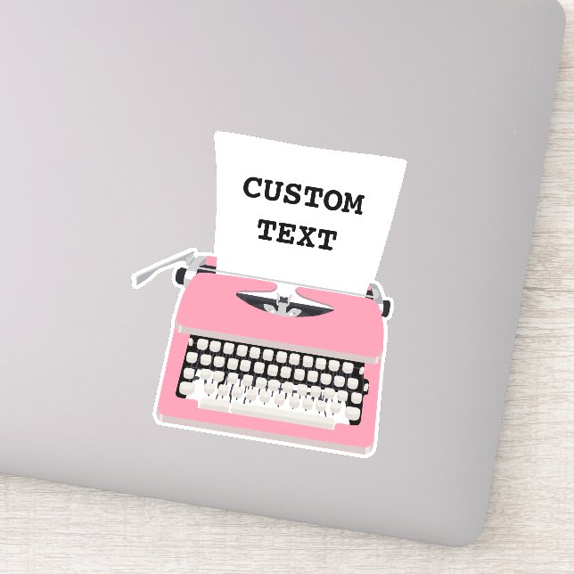 Pink Retro typewriter and custom text Sticker (Detail)