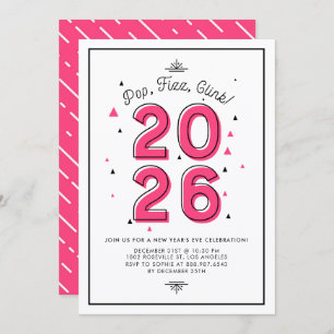 Pink Retro Typography 2017 New Year's Eve Party Invitation
