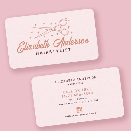 Pink Retro Typography Hairstylist  Business Card
