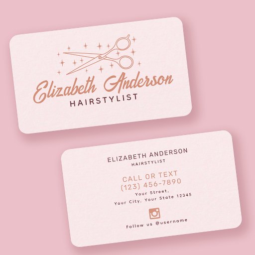 Customizable Pink Retro Typography Hairstylist  Business Card