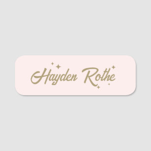 Pink Retro Typography Name Tag