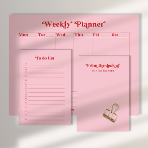 Pink retro vibe to do list, daily priorities list post-it notes