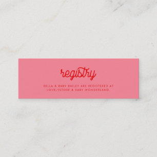 Pink Retro vintage Baby shower registry card