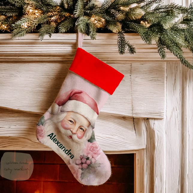 Pink Retro Vintage Christmas Christmas Stocking (Creator Uploaded)