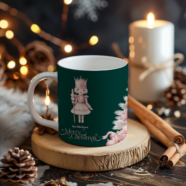 Pink Retro Vintage Christmas Two-Tone Coffee Mug (Creator Uploaded)