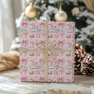 Pink Retro Vintage Christmas Wrapping Paper