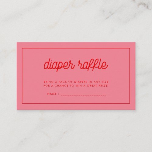 Pink Retro vintage Diaper Raffle Enclosure Card