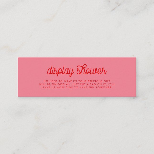Pink Retro vintage Display shower card insert (Front)