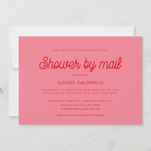 Pink Retro vintage script Baby Shower by mail Invitation