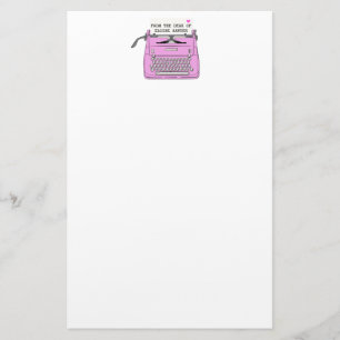 Pink Retro Vintage Typewriter Desktop Personalized Stationery
