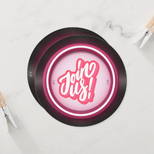 Pink Retro vinyl record Quinceanera  Invitation