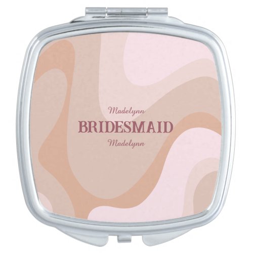 Pink Retro Wave Bridesmaid Gift Elegant  Compact Mirror