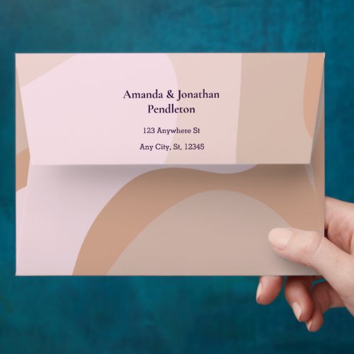 Pink Retro Wave Wedding Envelope Pre_addressed