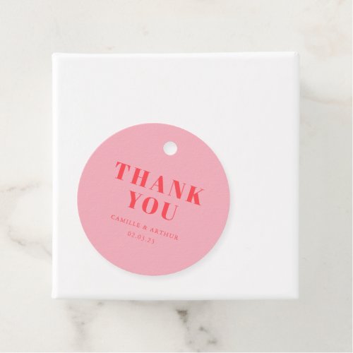 Pink retro wedding favor tags