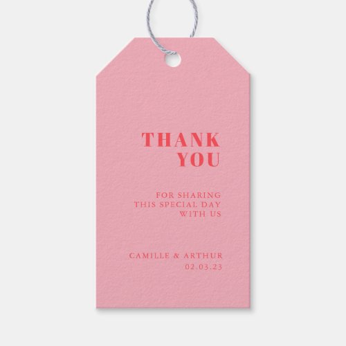 Pink retro wedding gift tags