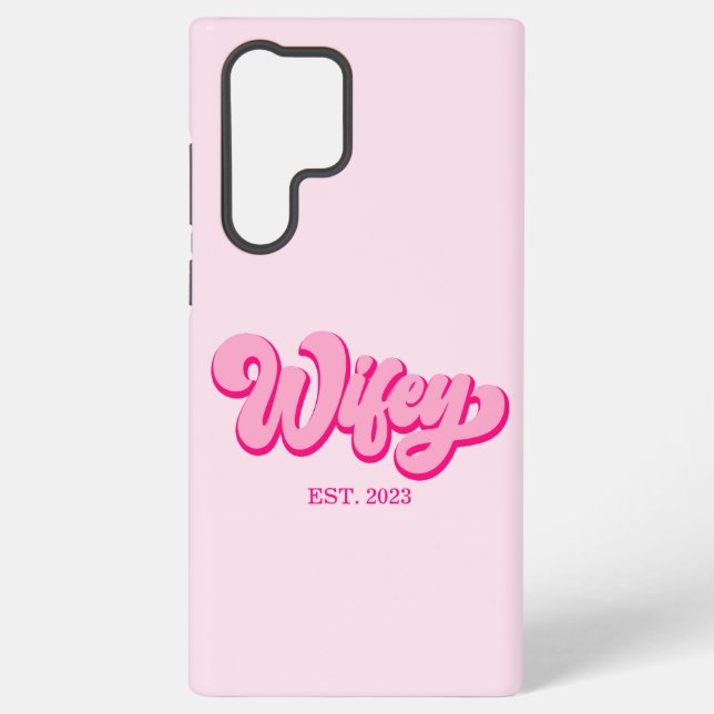 Pink Retro Wifey Est. Year Bride Fiancé  Samsung Galaxy Case (Back)