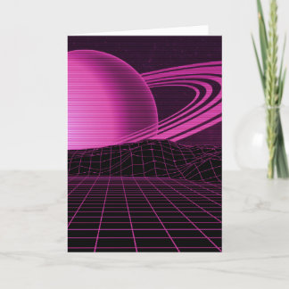 Pink Retrowave Greetings Card