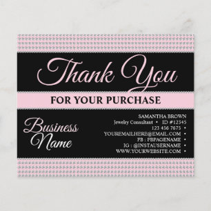 Pink Rhinestone Jewelry Thank You Insert