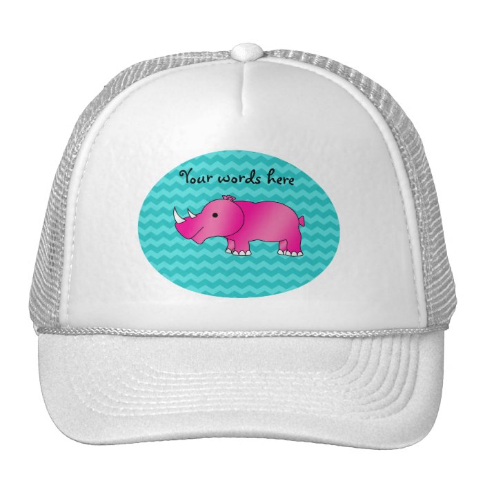 Pink rhino turquoise chevrons trucker hat