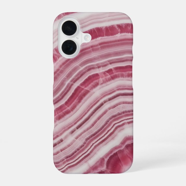 Pink Rhodochrosite Marble Agate Stone Pattern iPhone Case (Back)