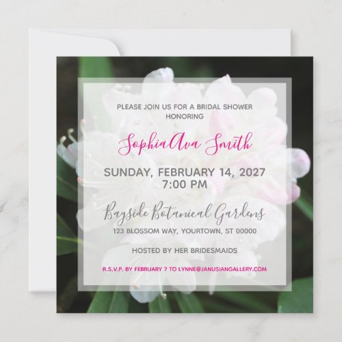 Pink Rhododendron Bridal Shower Invitation