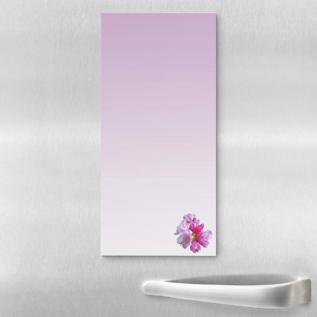 Pink Rhododendron Flower Magnetic Fridge Notepad