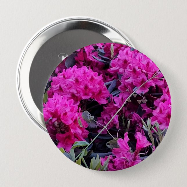Pink Rhododendron Flowers Button (Front & Back)