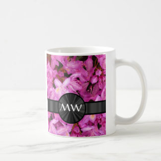 Pink Rhododendron flowers monogram Coffee Mug