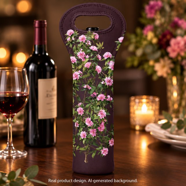 Pink Rhododendron Flowers Plum Noir Wine Bag