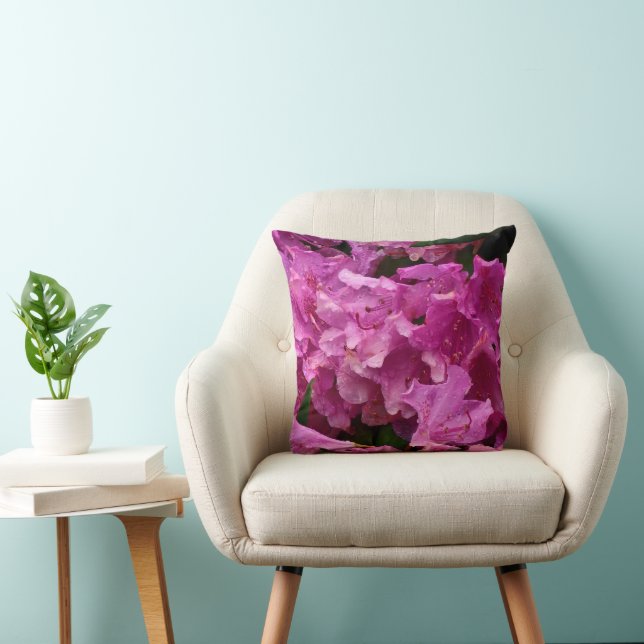 Pink Rhododendron Flowers Throw Pillow (Chair)