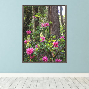 Pink Rhododendrons in a Forest Floral Canvas Print