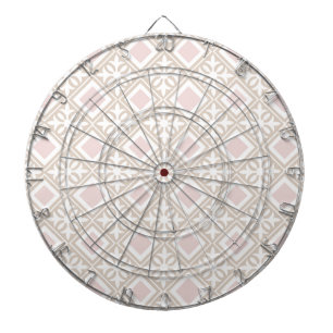 Pink Rhombuses Dartboard With Darts