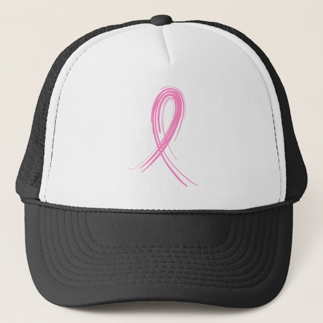 Pink Ribbon 2 Breast Cancer Trucker Hat (Front)