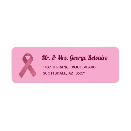 Pink Ribbon 2 Return Address Label