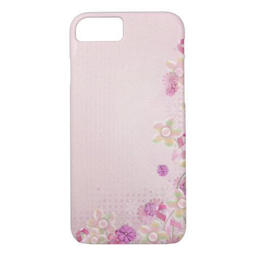 Pink Ribbon and flowers iPhone 87 Case