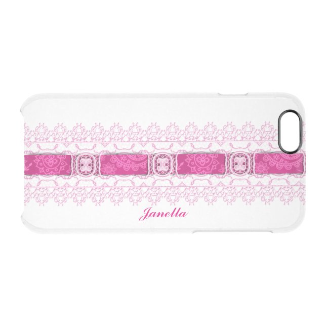 Pink Ribbon and Lace Clear iPhone 6 Case (Back Horizontal)