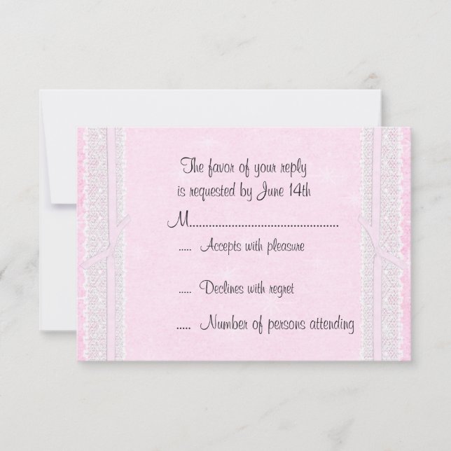 Pink Ribbon and Lace RSVP Response Card (Front)