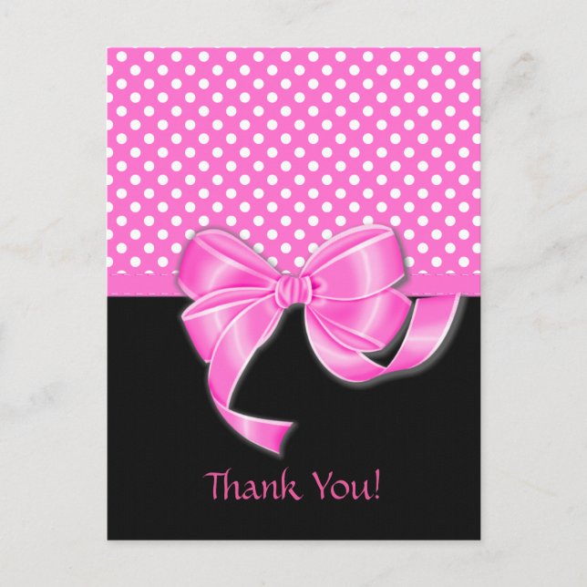 Pink Ribbon and Polka Dots Postcard (Front)