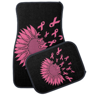 Hot Pink Ribbon with Wings Car Mat