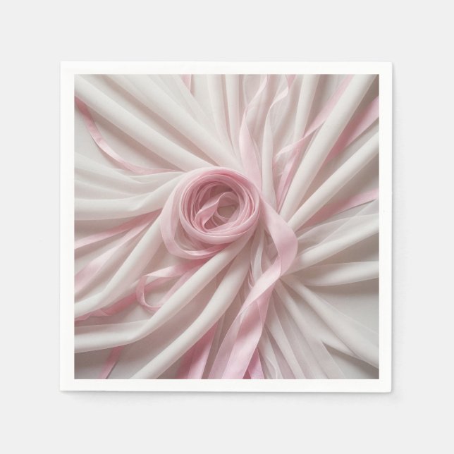 Pink Ribbon and Tulle Abstract Napkins (Front)