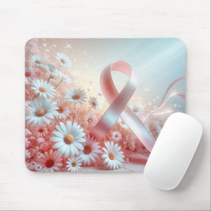 Pink Ribbon And White Daisies Mouse Pad