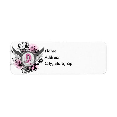 Pink Ribbon And Wings Breast Cancer Label