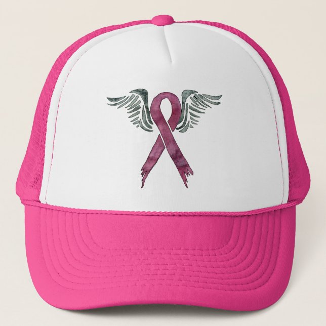 pink ribbon and wings trucker hat (Front)