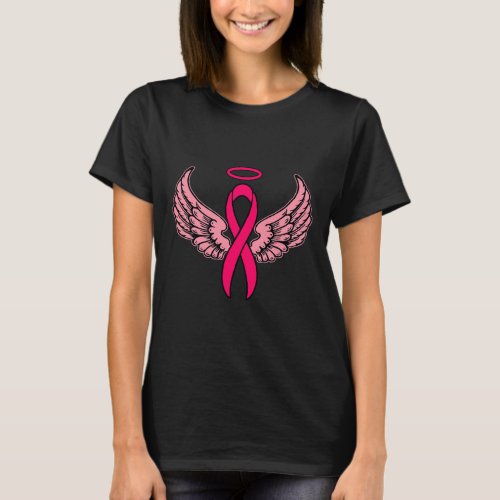 Pink Ribbon Angel Breast Support Cancer Survivor A T_Shirt