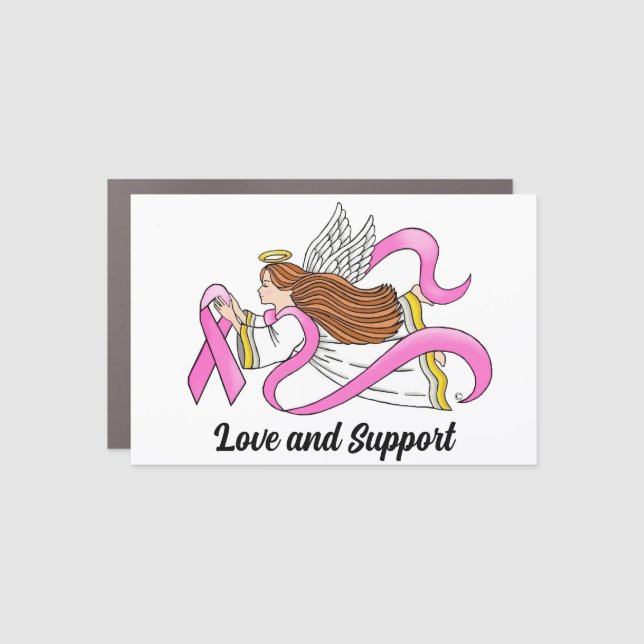 Pink Ribbon Angel Car Magnet (Front)